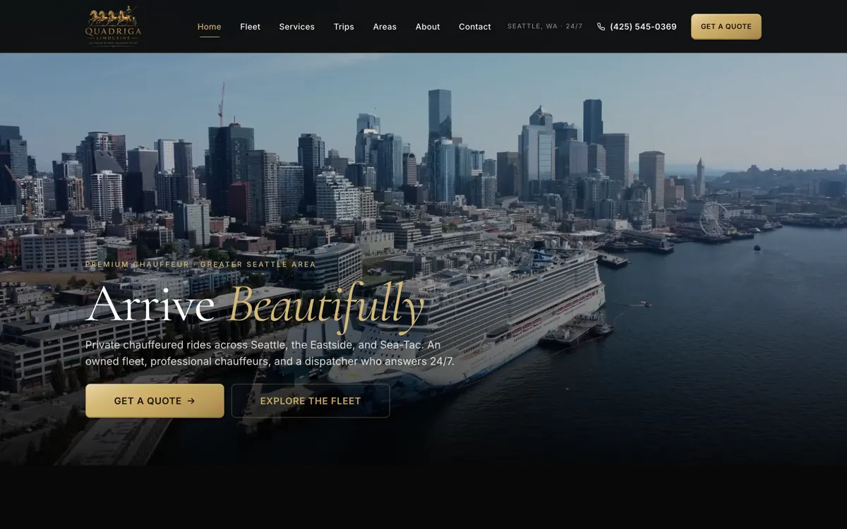 Screenshot of Quadriga Limousine homepage